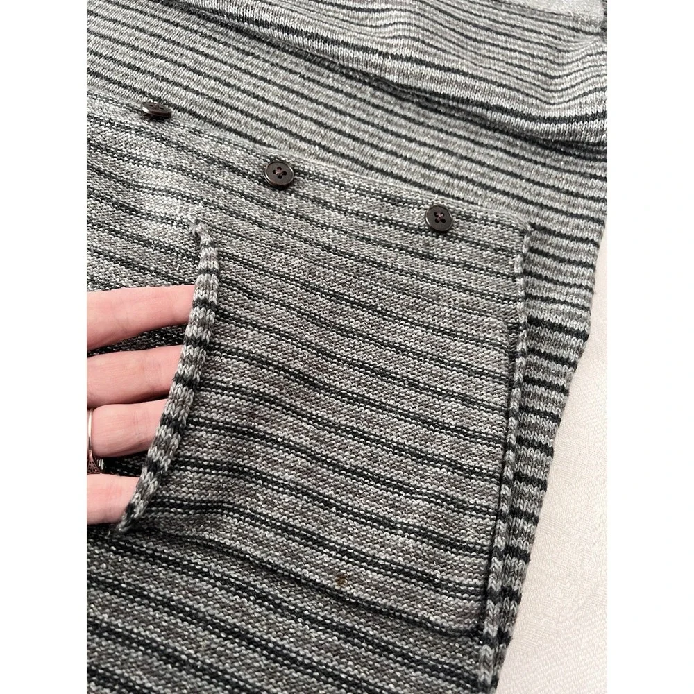 Vintage 90s Banana Republic Wool Knit Vest Men's Stripe Kurt Cobain Button Front
